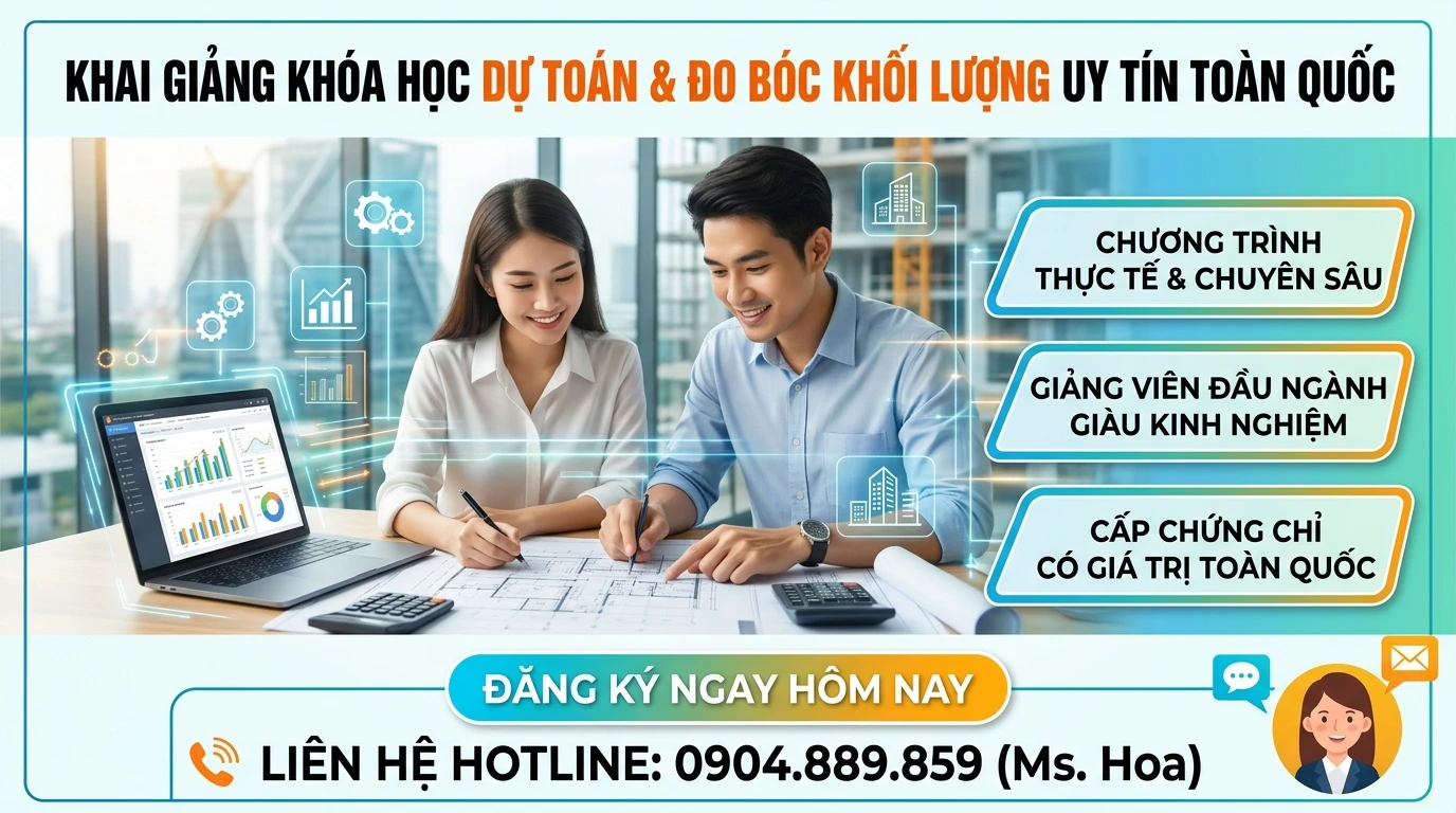 Tuyển sinh khai giảng khoá học lập dự toán 0904889859